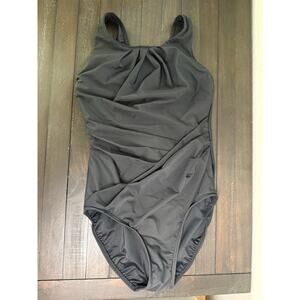 Miraclesuit x Talbots Black Ruched One-Piece Modest Size 10 NEW with Tags